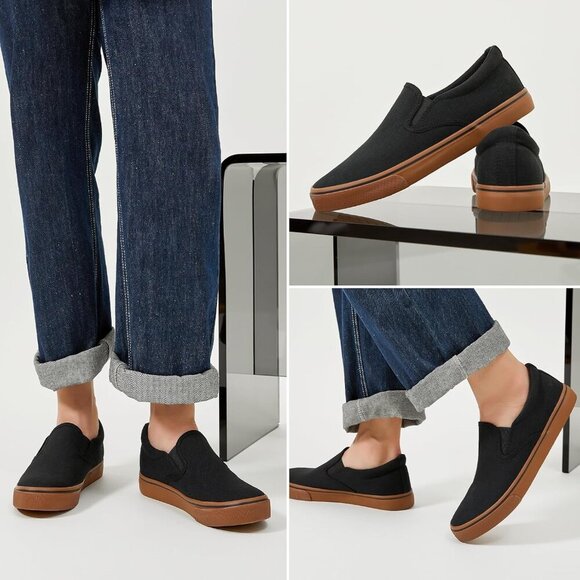 〽️Closed Toe Loafers Sneakers Men\'s Black Brown Canvas Slip On Lightweight